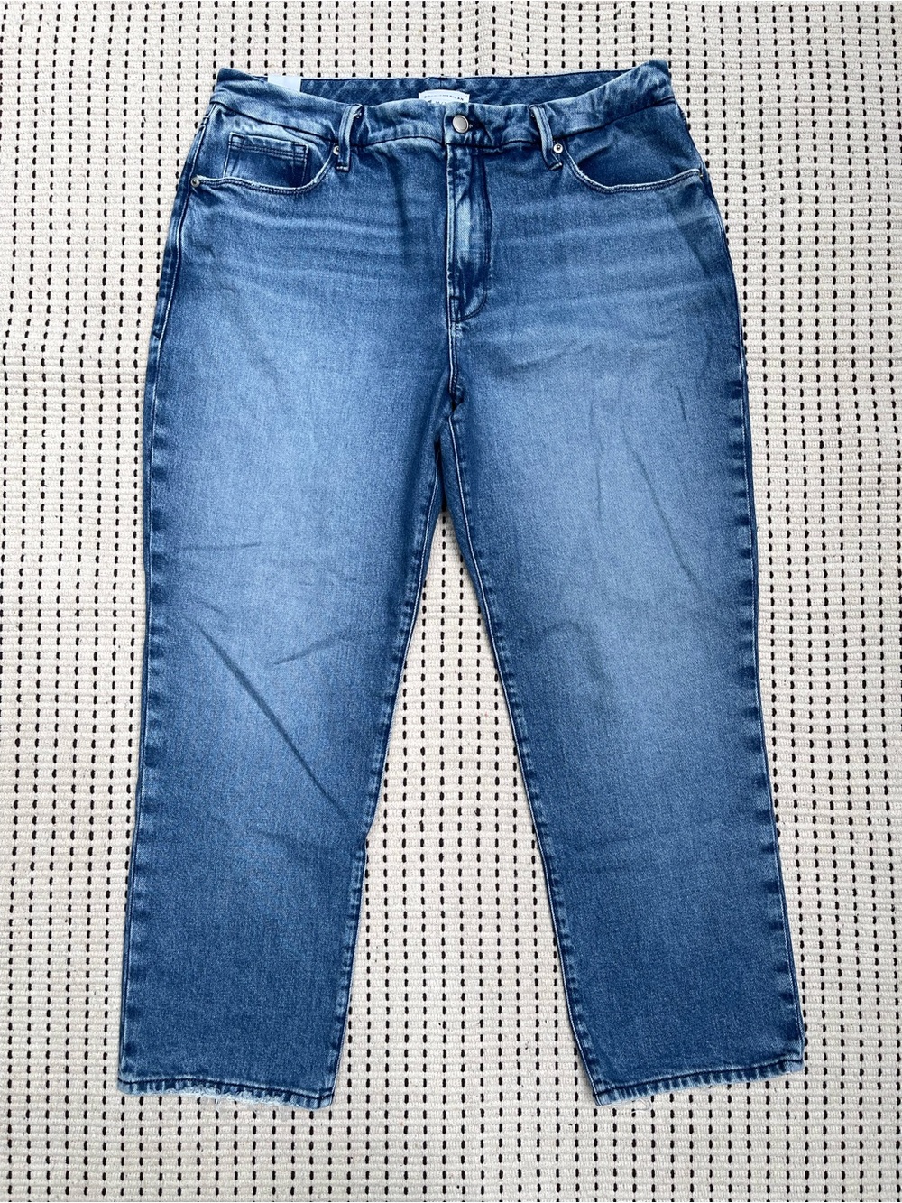 NWT Good American Curve‎ High Waisted Straight Crop Jeans 14/32